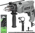 4.5Amp Corded Hammer Drill 3000RPM with 5pcs Bits, 1/2 Inch Keyed Metal Chuck Impact Drill, 360° Rotating Handle and 12 Variable Speed for 2 Functions in 1