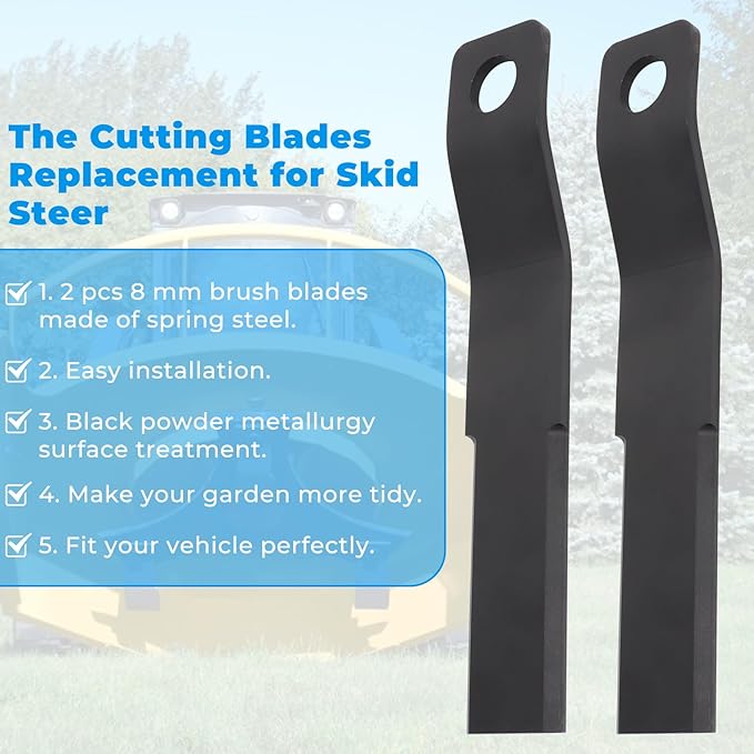Brush Hog Cutter Cutting Blades Replacement for Skid Steer Brush Cutter Lawn Brush Mower Head Blade Rotary Cutter 2Pcs 8mm Thickness Spring Steel