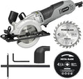 710W Mini Circular Saw, 5200RPM 6Amp Corded Compact Saw with 4-1/2" 24T TCT & 60T HSS Blade, Parallel Guide Ruler, Allen Wrench, Vacuum Adapter, Max Cutting Depth 1-2/3"(90°) 1''(45°)