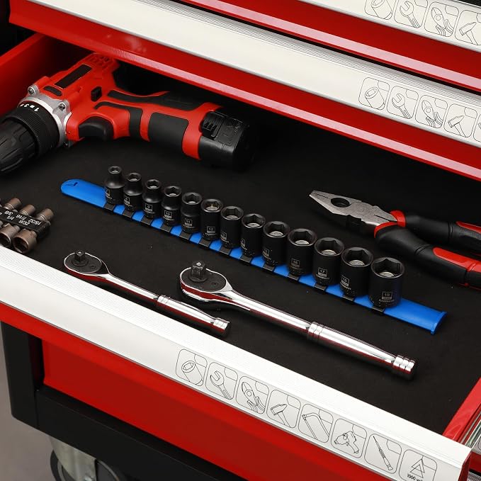 CASOMAN 13PCS 3/8"Drive Magnetic Socket Set, Shallow, 6-Point, Metric, 7mm to 19mm, CR-MO