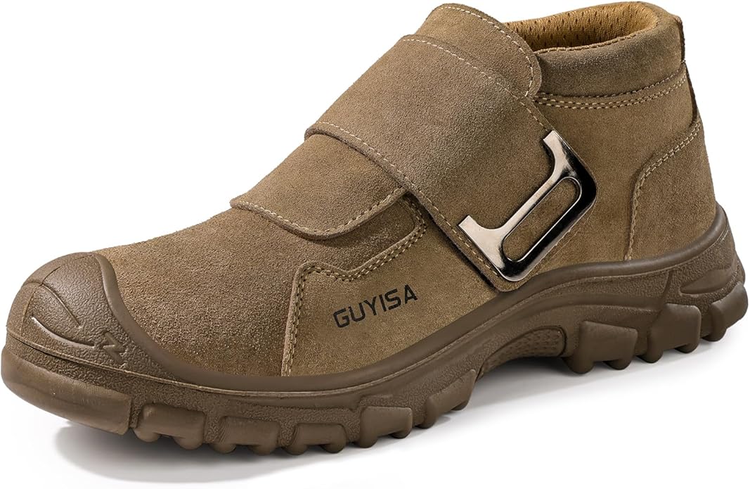 GLANOUDUN Welding Work Boots for Men Slip on Steel Toe Shoes for Men Indestructible Steel Toe Boots Welder Men's Working Shoes Fireproof Safety Footwear for Construction Men's Work & Safety Footwear