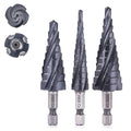 M35 Four Spiral Flute Cobalt Step Drill Bit Set 1/8"-7/8", Industrial Grade Wear-Resistant TiAlN Coated 1/4" Hex Shank Step Bit for Metal, Stainless Steel, Aluminum, Wood, Plastic (3pcs)