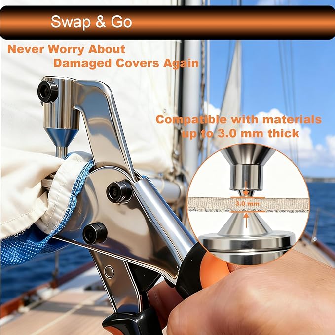 Heavy Duty Snap Fasteners Kit & Snap Fastener Tool with 100 Sets 15mm Boat Cover Snaps - Professional Canvas Snap Button Kit for Boat, RV, Tarp & Canvas Repair