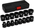 EMENTOL 15PCS 1/2" Drive Low Profile Nano Impact Socket Set, 1/2-Inch Drive stubby sockets, Metric, 10mm-24mm, CR-MO