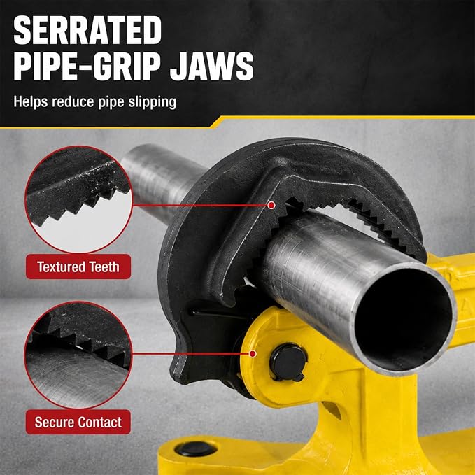 Portable Pipe Vise Wrench, Heavy Duty Cast Iron Plumbing Tools | 1/8"-1.75" capacity cast iron pipe clamp for HVAC & pipe repair. Non-slip serrated jaws securely grip copper & PVC pipes.