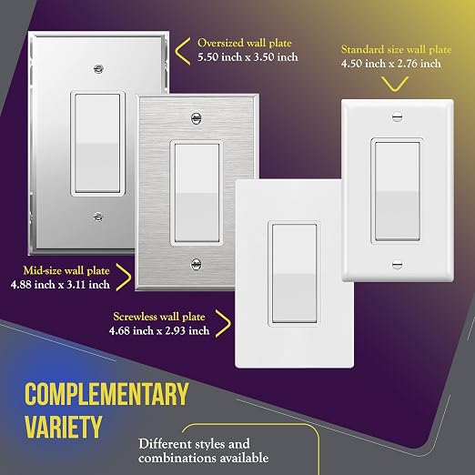 ENERLITES 3-Way Decorator Paddle Light Switch, Single Pole or Three Way, 3 Wire, Grounding Screw, Residential Grade, 15A 120V/277V, UL Listed, 93150-W-40PCS, White (40 Pack)
