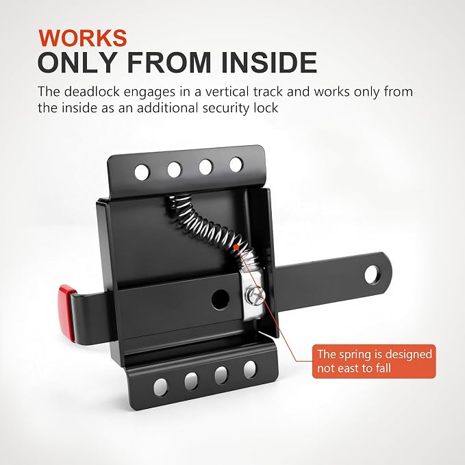 Heavy Duty Max Garage Door Side Lock Inside Deadlock for Most Garage Door Iron Galvanizing -2 Pack, Black