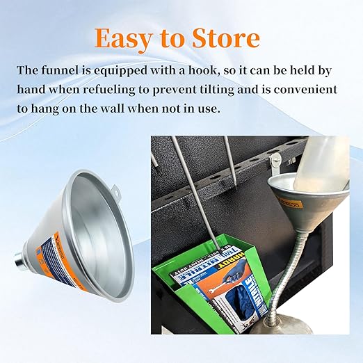 3Pcs 14.84" & 27.56" Steel Bendable Spout Funnel with Filter & Long/Short Hoses for All Automotive Oils, Flexible Long Funnels for Automotive Use for Transmission Fluid, Diesel Fuel, and Other Liquids