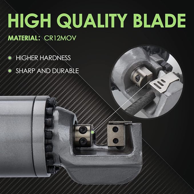 5/8" Electric Hydraulic Rebar Cutter 1-1.5s Cutting Speed Portable Rebar Cutter Cutting Rebar 4-16mm 1000w 120v/60hz RC16B (Light Green)