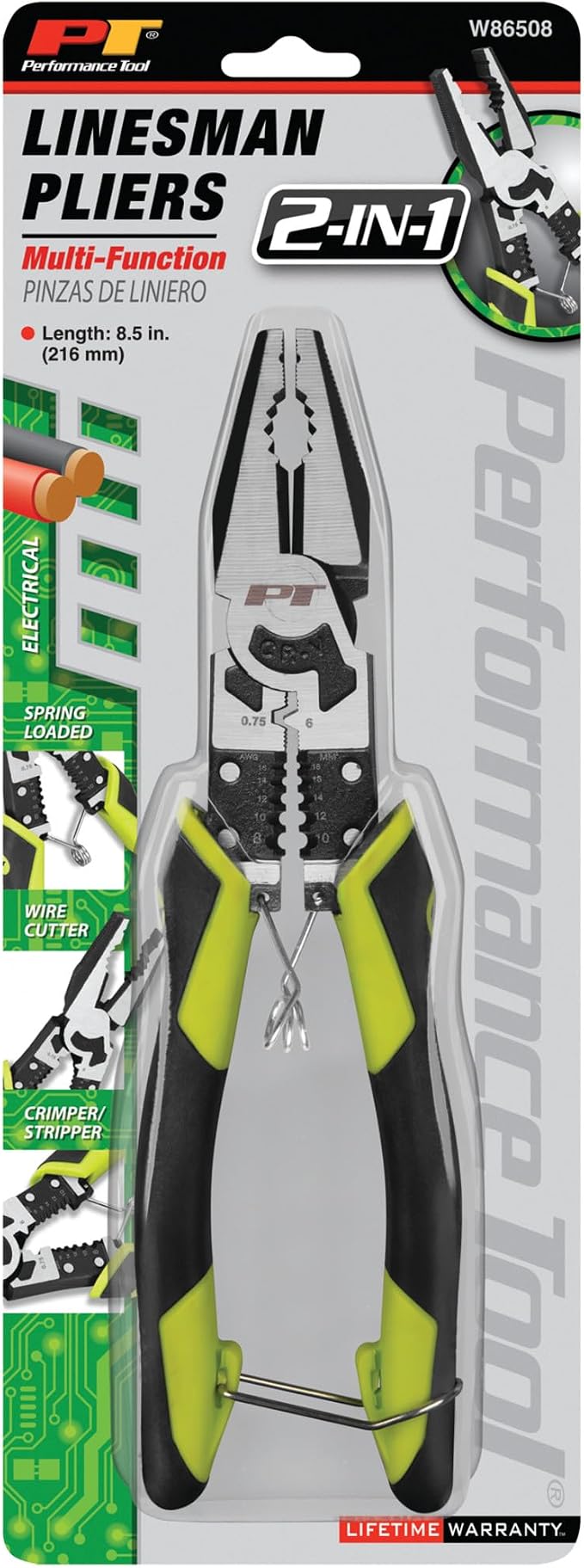 Performance Tool W86508 8-1/2 in. Multifunction Linesman Pliers