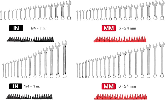 TEKTON Stubby and Standard Combination Wrench Set, 68-Piece | WCB95910 | (1/4 - 1 in., 6 - 24 mm), Modular Organizers, Chrome Finish