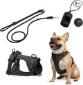 No Pull Dog Harness and Leash Set 3-in-1 Adjustable Anti Pull Dog Harness with Hands-Free Matching Leash,Poop Bag Holder,Easy Walk Dog Harness Medium Sized Dog(Black)