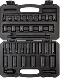 TEKTON 3/8 Inch Drive 6-Point Impact Socket Set, 33-Piece (1/4-1 in.) | SID91400 | (1/4 - 1 in.), Shallow and Deep, 6-Point, Case