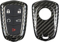 Genuine Carbon Fiber Key Fob Cover for Cadillac ATS Coupe ATS-L ATS-V CT6 CTS CTS-V Escalade ESV SRX XT4 XT5 XT6 XTS Smart Car Remote Key Fob Case for Men Women - for Round Logo Back - Black