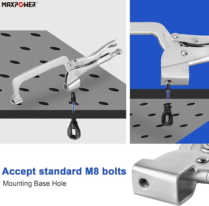 MAXPOWER Bench Clamp 14-inch, Inserta Pliers with M8 Bolts, Welding Table Locking Clamps, Pack of 2