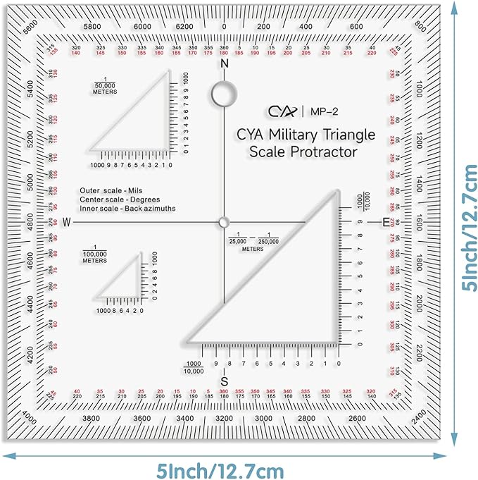 5 Inch Military Map Protractor Military Style Utm/mgrs Coordinate Scale Map Perfectly Cut Land Navigation Protractor Maps Reading and Grid Coordinate Reader