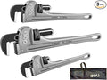 deli 3-Piece Heavy Duty Aluminum Pipe Wrench Set, 10" 14" 18" Adjustable Pipe Wrench Set with Tool Bag, Professional Plumbing wrench Set, for Pipe, Home, Vehicle repair