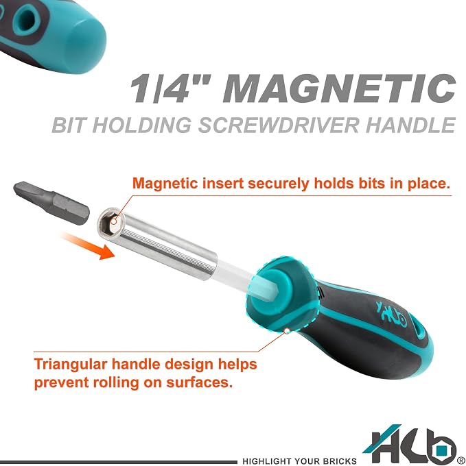 HB 112-Piece Magnetic Nut Driver & Bit Set KKM002-U, Phillips Pozi Slotted Hex Star Square Spline Tri-Wing Torq Clutch Bits, Magnetic Holder, Socket Adapter, Screwdriver Handle, Case, Made in Taiwan