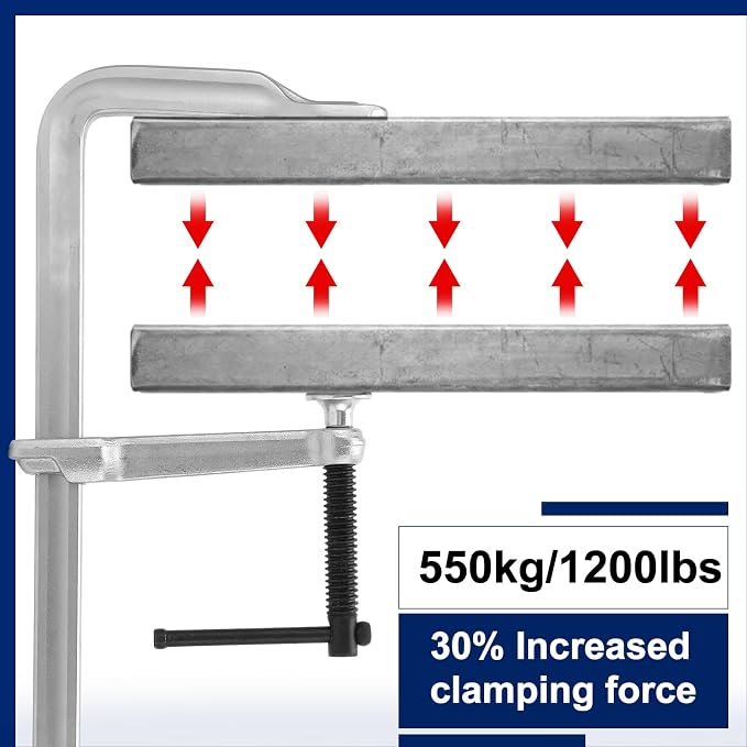 4 Pcs 15-5/8" x 4-3/4" Heavy Duty F Clamps for Welding Max Load Limit 1200lbs Forged Steel Deep Throat Bar Clamp for Woodworking Metalworking DIY Projects