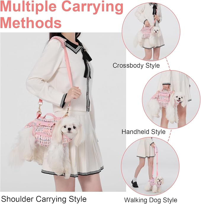 Wakytu Dog Lift Harness Dog Carrier Sling for Small Dogs & Cats,S | stylish puppy sling carrier with handle & pocket,adjustable leash,walking & travel