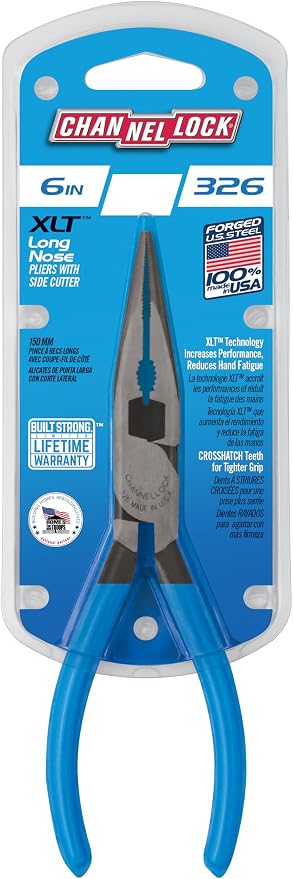 Channellock Needle-Nose Pliers 326 - Long Nose with Side Cutter, Channel Lock Pliers - 6 in