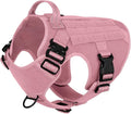 ICEFANG Tactical Dog Harness for Large Dogs,Reflective No Pull Dog Vest | with Control Handle,Adjustable,Front Hook,2 Leash Clips,Soft Padded,MOLLE Panel,Pink,Large