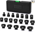 TecoTek 19-Piece 3/8-Inch Drive Metric Low Profile Impact Socket Set, Stubby Socket Set, 6mm-24mm, No Skips Sizes, 6 Point, Cr-Mo, Shorter Socket for Tight Areas