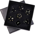 mookaitedecor 7 PCS Obsidian Crystal Polyhedral DND Dice Set, Polished Tumbled Stones Dices for RPG MTG Table Games Home Decoration