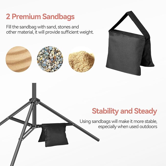 7x10 FT Backdrop Stand Kit with 6.5 x 10FT Black, White Background