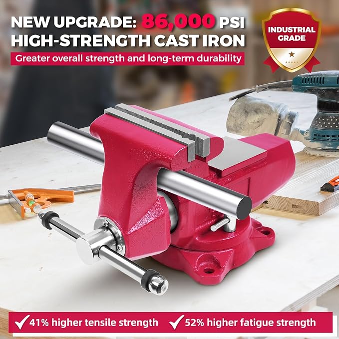 Forward 1760B 6 Inch Bench Vise Heavy Duty with Anvil and 360° Swivel Base