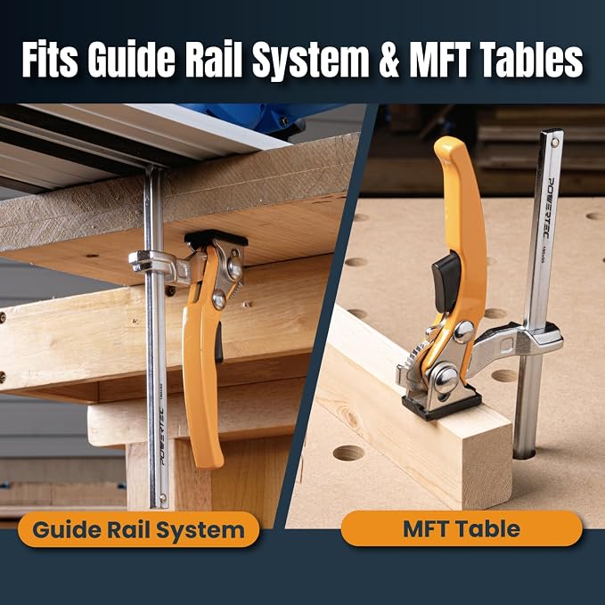 POWERTEC 72461 110" Track Saw Guide Rail Joining Set for Milwaukee Track Saws w/Quick Release Ratcheting Clamps for Woodworking Projects
