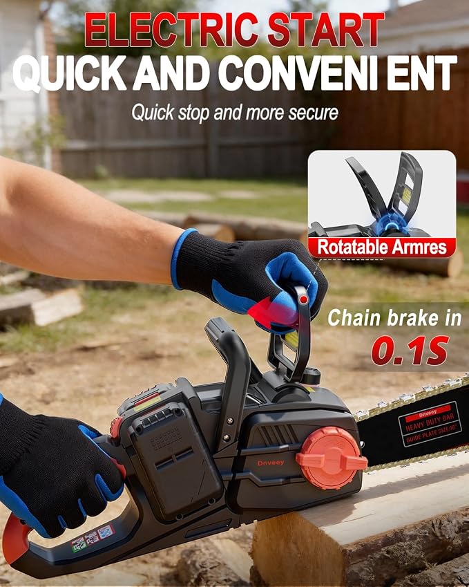 2100W Battery Powered Chainsaw for Storm Cleanup, 18 and 16-Inch Interchangeable Bars, 42V Max Cordless Electric Chain Saw with Two 4.0Ah Batteries for Backyard Tree Felling (Red Black)