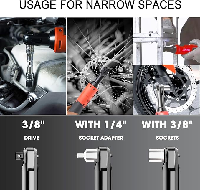3/8" Cordless Electric Ratchet Wrench Set, 18V Power Ratchet Tool Kit With 2 Packs 2000mAh Battery And Charger, 45 FT-LBS Battery Powered Wrench with LED Lights
