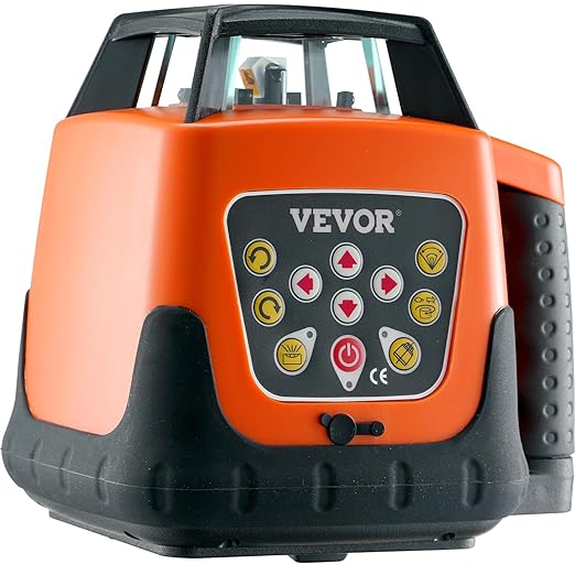 VEVOR Rotary Laser Level 1650ft,360 Degree Self Leveling Red Cross Line Laser,5 Rotation Speeds&4 Scanning Angles Adjustment,IP66 Waterproof Remote Control Manual Self-leveling Mode,Battery Included