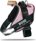 Personalized Dog Harness with Custom Name Patches, Adjustable Reflective No Choke Dog Vest with Handle for Extra Large Dog, Pink, XL