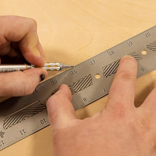 JessEm 07413 Stainless Steel 24 Inch Precision Ruler with Patented Flex Grip and Fade Resistant Markings