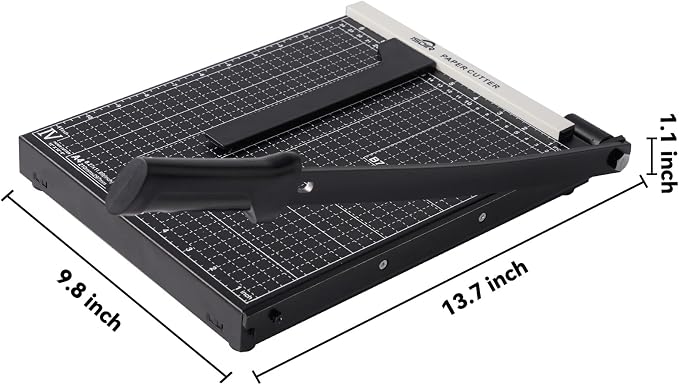 ISDIR 12 Inch Paper Trimmer with Automatic Security Safeguard and Side Ruler for A4, Craft Paper, Label, Photo and Cardstock - Ideal for Scrapbooking and DIY Projects(Black) (12"Black5)