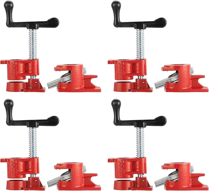 Wood Gluing Pipe Clamp Set | 3/4" Heavy Duty Woodworking Cast Iron Pipe Clamps Quick Release Pipe Wood Clamps (4 Pack, 3/4")