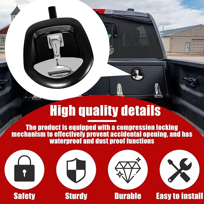 Compression Whale Tail Locks Truck Tool Box Latch Toolbox Fishtail Lock Lever Replacement T Shaped Handle Paddle Lock with Key Suitable for Truck RVs Trailer Box Silver