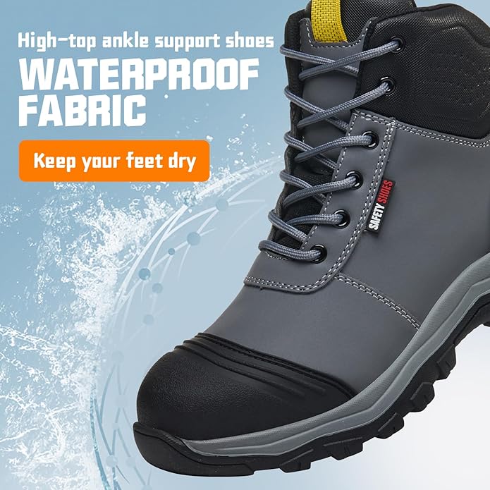 Work Boots for Men,Lightweight Breathable High Top Steel Toe Boots,Indestructible Steel Toe Shoes,Non Slip Safety Work Shoes.