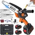 Electric Mini Chainsaw for Pruning Small Trees with 2pcs 4000mAh Batteries, Brushless 8 inch & 6 inch Portable Hand Saw, 1500W Handheld Chain Saw for Wood Cutting, Gardening Gifts for Mother’s Day