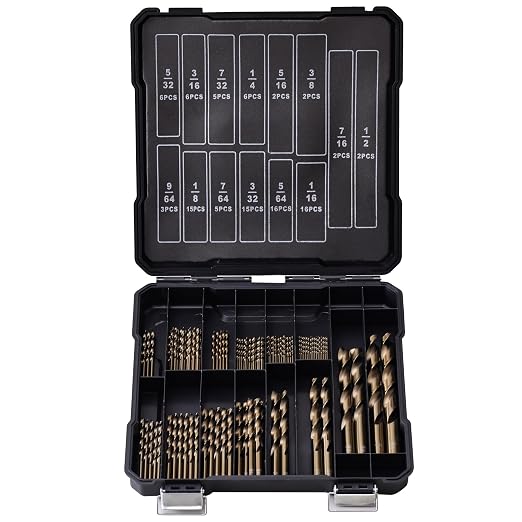 Cobalt Drill Bits Set for Hardened Metal and Stainless Steel, 101Pcs M35 High Speed Steel Twist Jobber Drill Bits 1/16"-1/2", with Plastic Index Storage Case