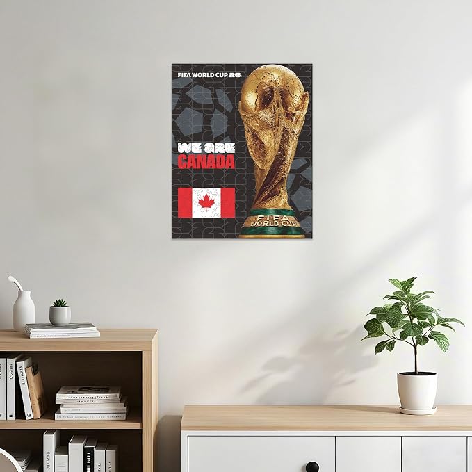 FIFA Canada Poster-2 Wooden Puzzle for Adult, 200 Pieces Irregular Shape Puzzle, 5MM Thick, Creative Collectible Gift for Fans, Officially Licensed Product, 9.3 x 12