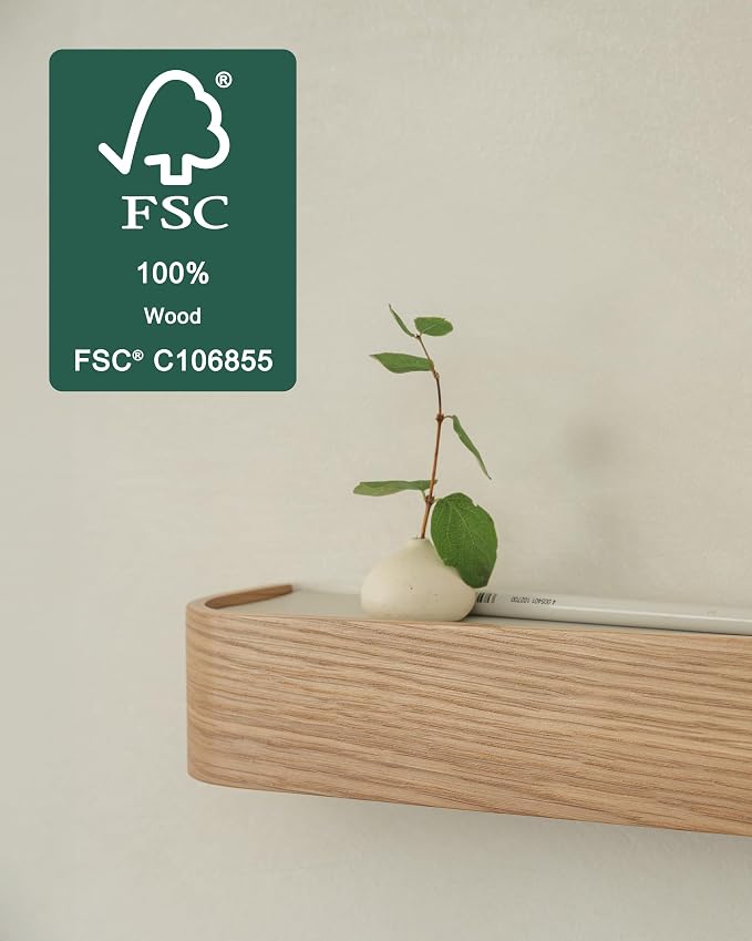Kazai. Key Holder 'Toke' | Minimalist Key Hook Design from Berlin | Modern Key Holder Wall Mount with Wooden Shelf | Key Rack for Wall as Entryway Organizer | Oak