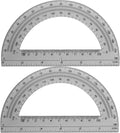 EBOOT Plastic Protractor Math Protractors 180 Degrees, 6 Inch, Pack of 2 (Grey)