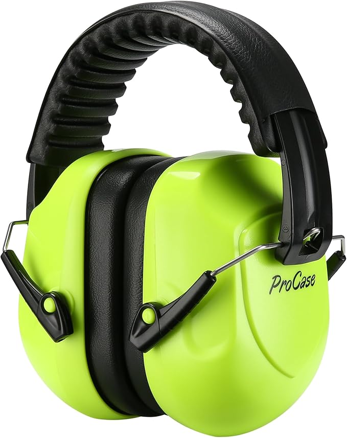 ProCase Noise Reduction Ear Muffs, Sound Proof Ear Protection, NRR 28dB Noise Cancelling Headphones for Adults Kids Autism, Hearing Protection for Mowing -Neonyellow