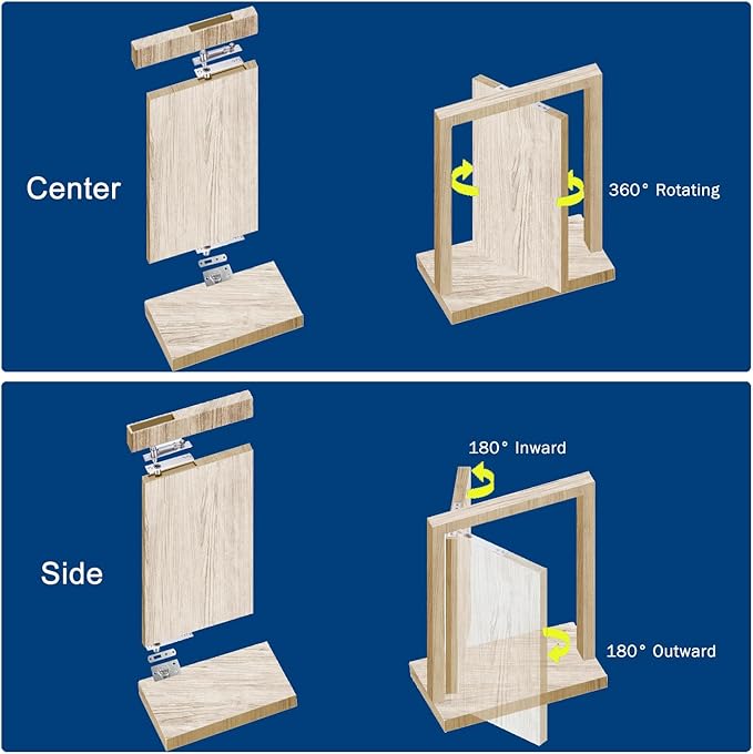 330 LBS Pivot Hinge Set with Magnetic Door Catch for Large & Heavy Wood Doors – HBL’ Hidden Pivot Door Hardware for Bookshelves, Built-in Ball Bearings for Smooth & Quiet Operation.