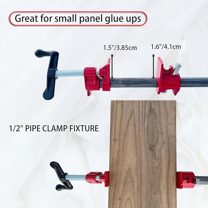 1/2"PIPE CLAMP FIXTURE,Heavy Duty Cast Iron Quick Release Pipe Clamps for Woodworking, Carpentry, Home Improvement, and DIY project.(1/2",6pack)