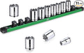 SK 1/2" Drive Socket Set, SAE Sockets, 11-Piece 7/16" to 1-1/16" | SuperKrome Finish, Premium CR-V Steel, with Aluminum Socket Organizer