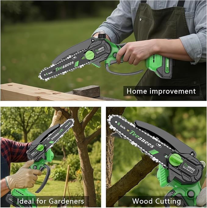 Mini Chainsaw Cordless 6-Inch, 880W Small Battery Powered Chainsaw with Auto Oiler, 2 Batteries & 3 Chains for Tree Trimming & Wood Cutting, Gift for Men Dad Husband.